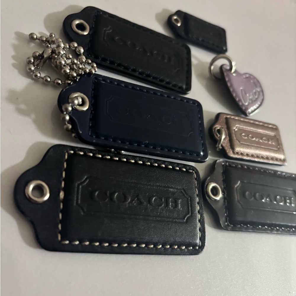 Coach Black and Purple Leather Key Holder Set